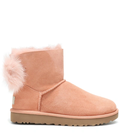 Shop Ugg Fluff Bow Mini Ankle Boots In Pink