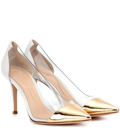 Shop Gianvito Rossi Plexi And Leather Pumps In Gold
