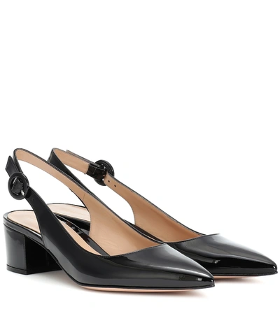 Shop Gianvito Rossi Amee Leather Slingback Pumps In Black