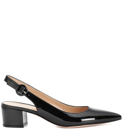 Shop Gianvito Rossi Amee Leather Slingback Pumps In Black