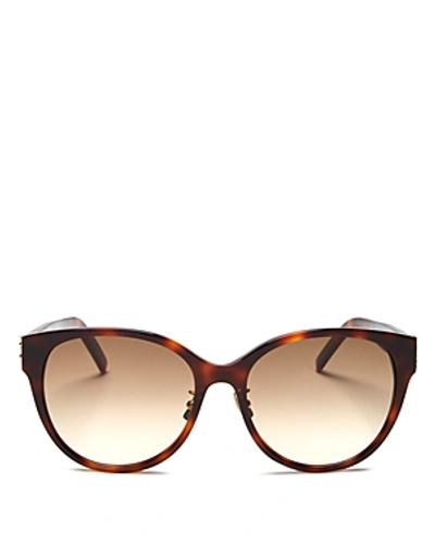 Shop Saint Laurent Women's Round Sunglasses, 57mm In Havana/brown