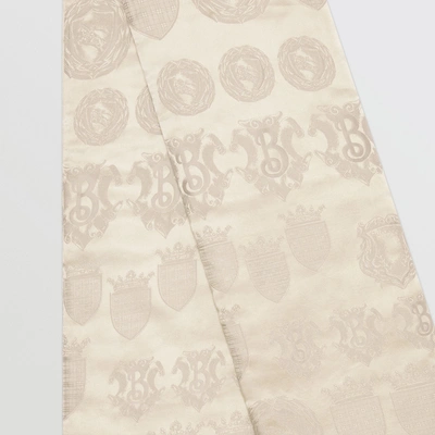 Shop Burberry Archive Shield Silk Jacquard Puffer Scarf In Stone