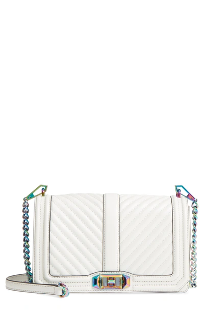 Shop Rebecca Minkoff 'chevron Quilted Love' Crossbody Bag - White In Bianco