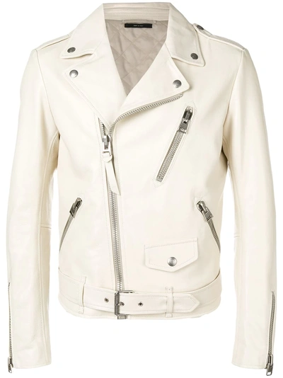 Shop Tom Ford Zip-up Leather Jacket In Neutrals
