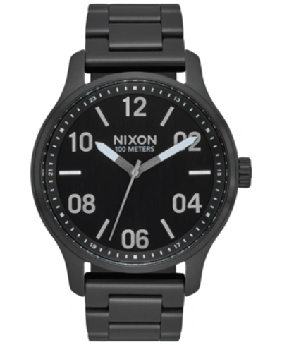 Shop Nixon Men's Patrol Stainless Steel Bracelet Watch 42mm In Black / Silver
