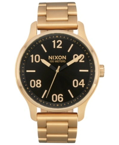 Shop Nixon Men's Patrol Stainless Steel Bracelet Watch 42mm In Gold / Black