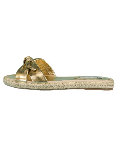 Shop Tabitha Simmons Heli Metallic Napa Bow Espadrille In Gold