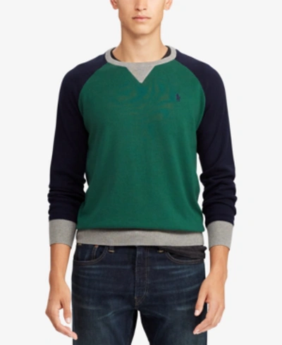 Shop Polo Ralph Lauren Men's Big & Tall Colorblocked Sweater In Forest/navy/grey Heather