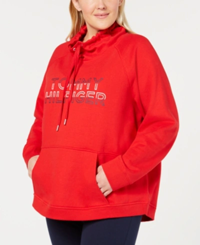 Tommy Hilfiger Sport Plus Size Funnel-neck Logo Sweatshirt In Scarlet |  ModeSens