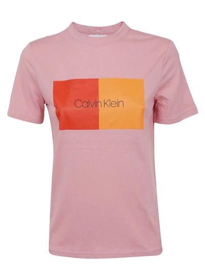Shop Calvin Klein Logo Print T-shirt In Blush