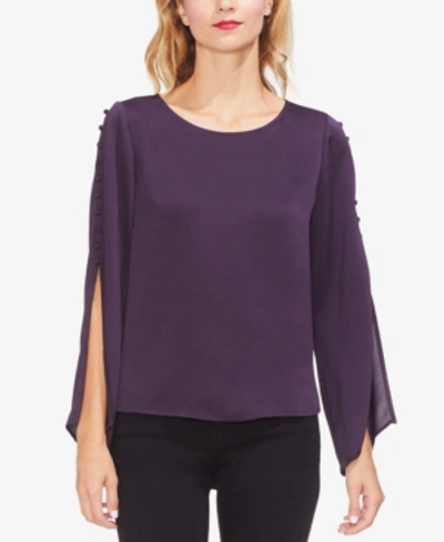 Shop Vince Camuto Buttoned Split-sleeve Top In Gilded Plum