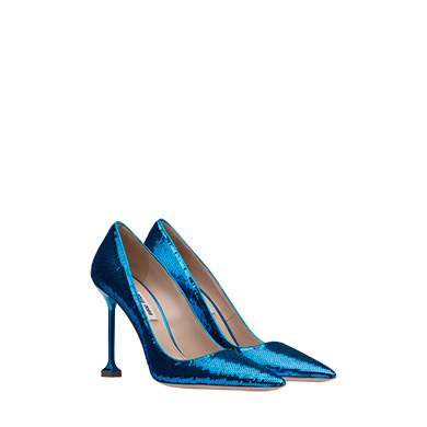 Miu Miu Sequin Pin Heel Pump In Blue | ModeSens Pin auf Heels pumps
