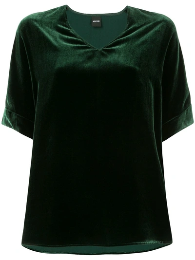 Shop Aspesi Velvet V-neck T-shirt - Green