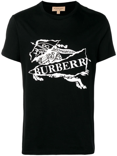 Shop Burberry Collage Logo Print Cotton T-shirt In Black
