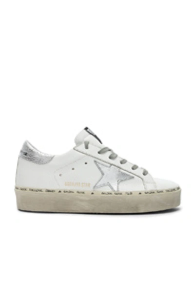 Shop Golden Goose Hi Star Sneakers In White. In White Leather & Shiny Star