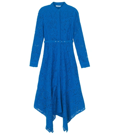 Shop Ganni Cotton Lace Maxi Dress In Lapis Blue