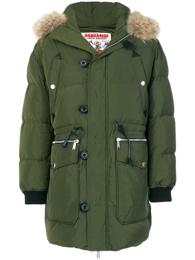 Shop Dsquared2 Padded Military Coat - Green