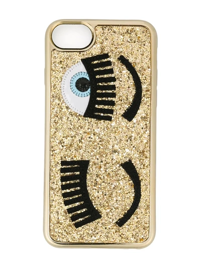 Shop Chiara Ferragni Flirting Glitter Iphone 7 Plus Case - Metallic