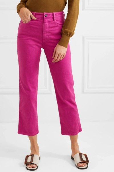 Shop Simon Miller Cropped High-rise Straight-leg Jeans In Magenta