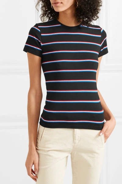 Shop Atm Anthony Thomas Melillo Striped Stretch-pima Cotton Jersey T-shirt In Black