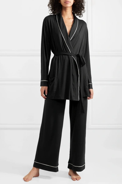 Shop Eberjey Gisele The Nightcap Stretch-modal Jersey Pajamas In Black