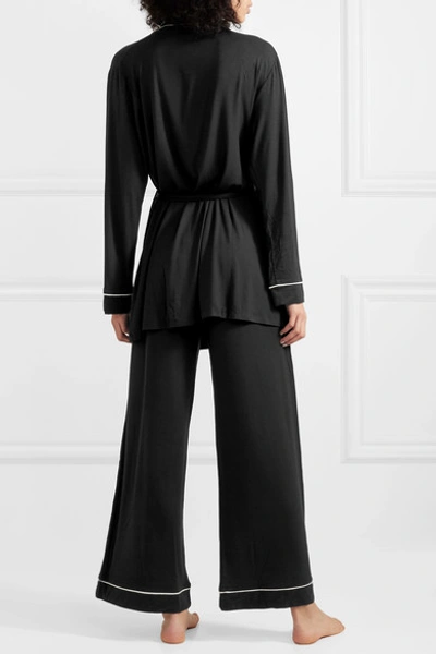 Shop Eberjey Gisele The Nightcap Stretch-modal Jersey Pajamas In Black