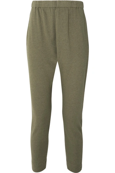 Shop Bassike Organic Cotton-jersey Track Pants In Green
