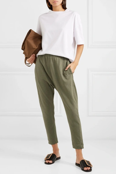 Shop Bassike Organic Cotton-jersey Track Pants In Green