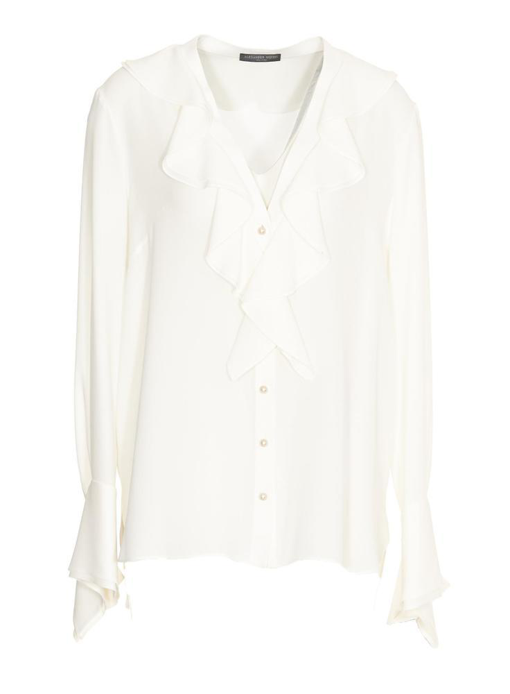 Alexander Mcqueen Ruffle Collar Shirt In Soft White | ModeSens