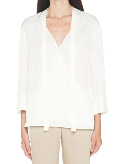 Shop Theory Pussy Bow Detail Blouse In White