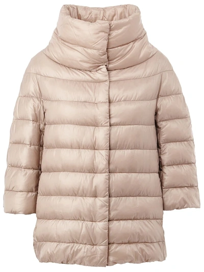 Shop Herno Cropped Sleeves Padded Jacket - Neutrals