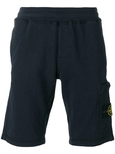 Shop Stone Island Patch Pocket Track Shorts  In Blue