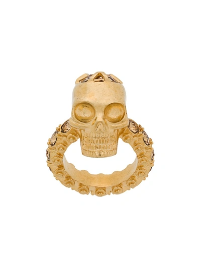Shop Alexander Mcqueen Skull Ring In Gold