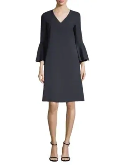 Shop Lafayette 148 Holly Bell-sleeve Shift Dress In Black