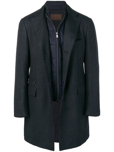 Shop Corneliani Layered Overcoat In Blue