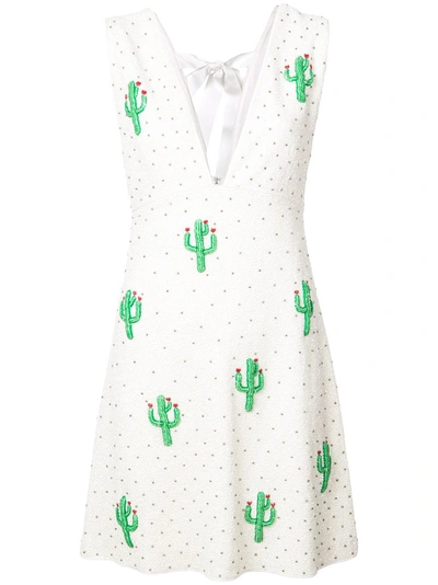 Shop Ganni Beaded Cactus Dress - White