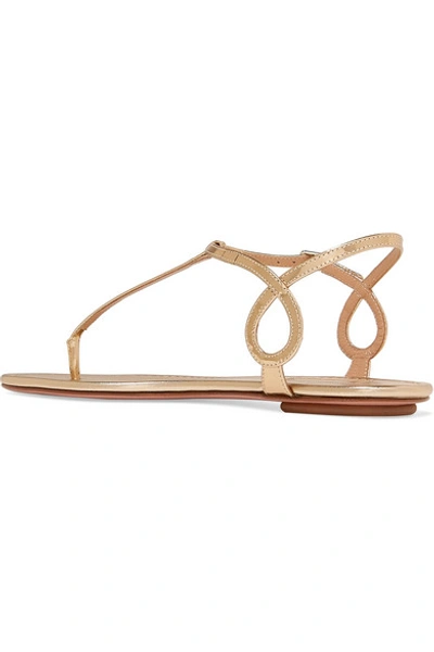 Shop Aquazzura Almost Bare Leopard-print Calf Hair Sandals In Gold