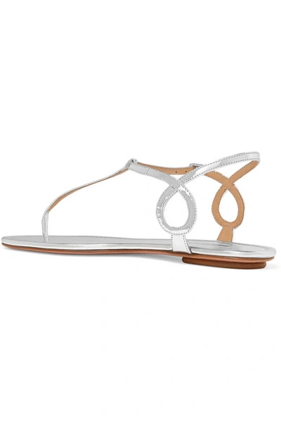 Shop Aquazzura Almost Bare Metallic Leather Sandals In Silver