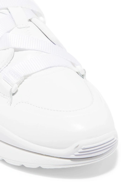 Shop Chloé Sonnie Canvas And Leather Sneakers In White
