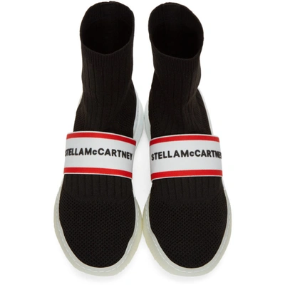 Shop Stella Mccartney Black Logo Loop Sock Sneakers In 1037 -blk/w