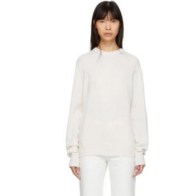 Shop Helmut Lang Off-white Cashmere Crewneck Sweater In Light Butte