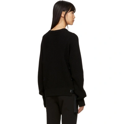 Shop Helmut Lang Black Rib Strap Crewneck Sweater