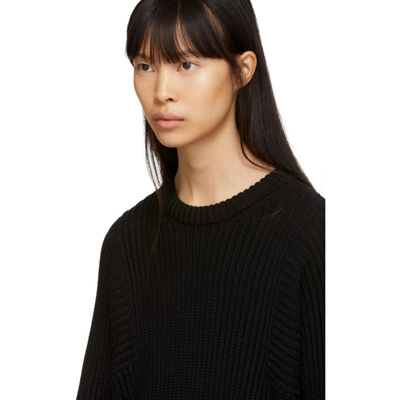 Shop Helmut Lang Black Rib Strap Crewneck Sweater