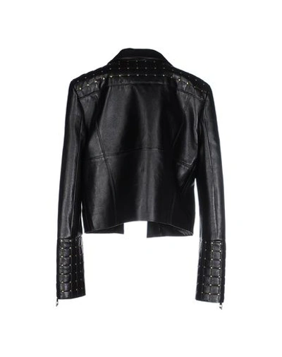 Shop Versace Leather Jacket In Black