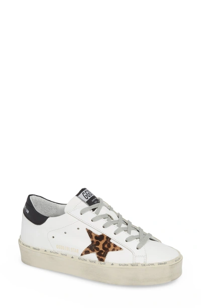 Shop Golden Goose Hi Star Genuine Calf Hair Platform Sneaker In White/ Leopard