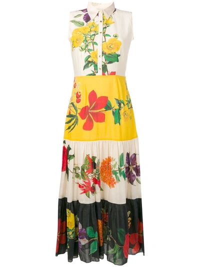 Shop Carolina K Floral Print Maxi Shirt Dress - Yellow