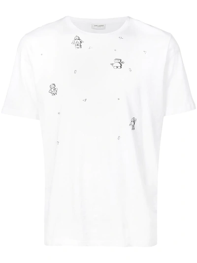Shop Saint Laurent Printed T-shirt In White