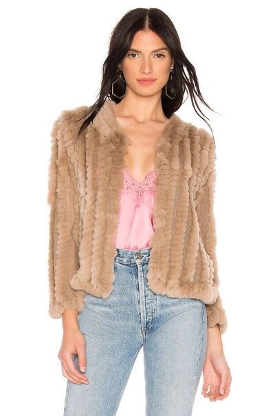 Shop Heartloom Rosa Rabbit Fur Jacket In Latte