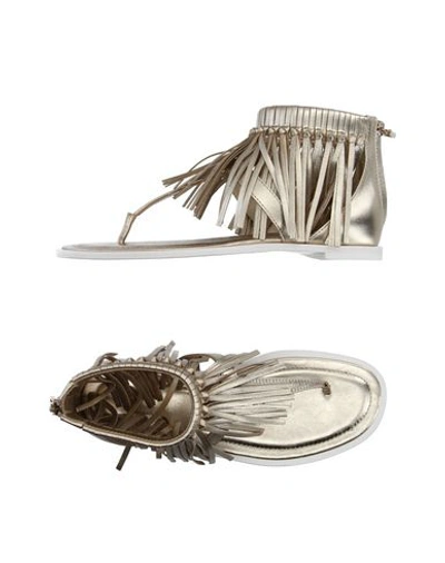 Shop Tod's Toe Strap Sandals In Platinum