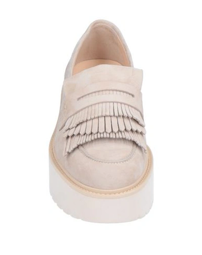 Shop Hogan Woman Loafers Beige Size 9.5 Soft Leather